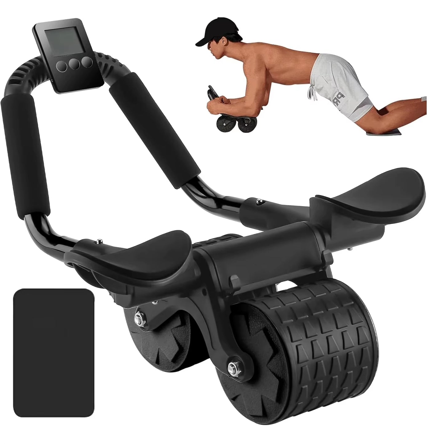 Elbow Support Automatic Rebound Abdominal Wheel Core Muscle Ab Trainer with Counter Display Fitness Exercise Roller Wheel