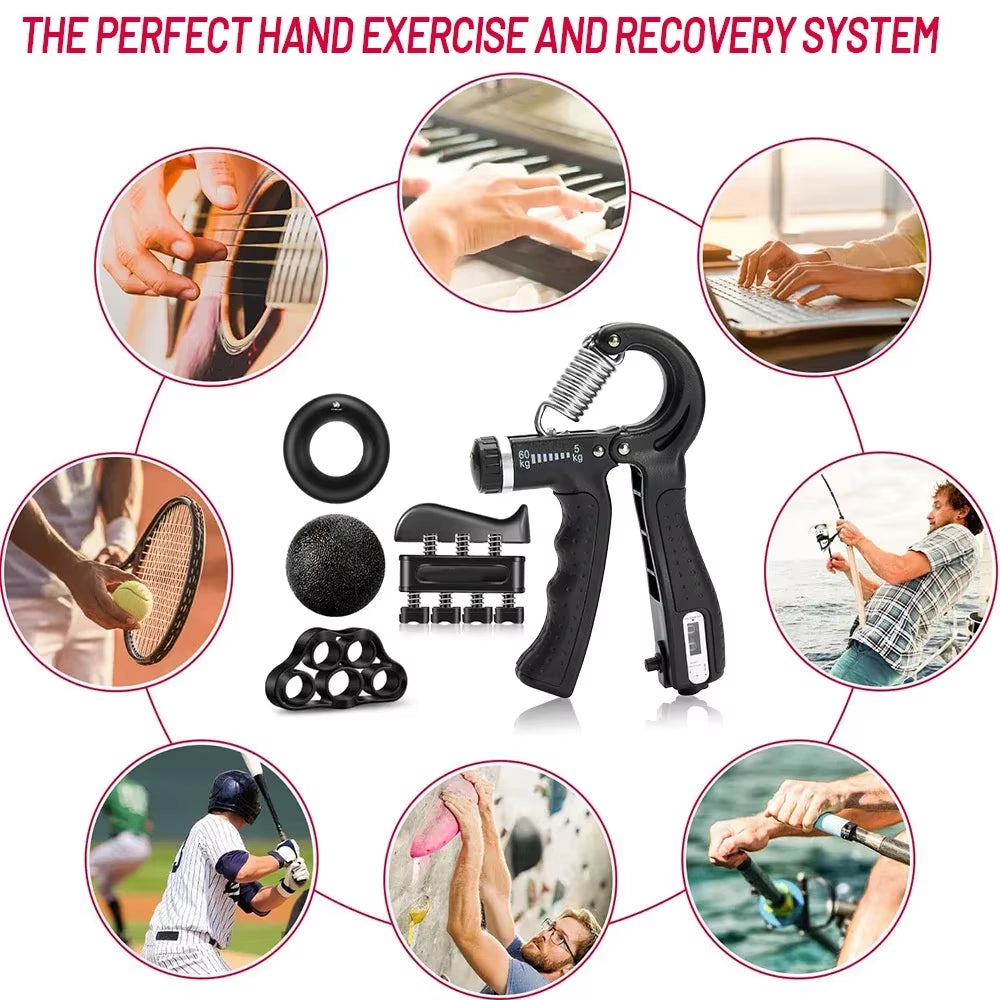 Grip Strength Trainer Kit 1-6 Pack Hand Grip Strengthener for Muscle Building and Injury Recover Hand Rehabilitation Training
