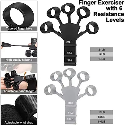 Ultimate Hand Grip Strengthener - 6 Levels of Resistance for Athletes and Musicians - Portable Finger Trainer for Strength Training and Rehabilitation